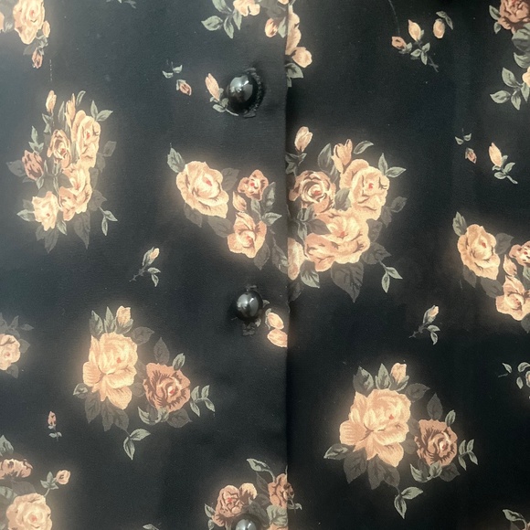 Vintage M.J. Carroll Black with Pink Rose print - Picture 2 of 7